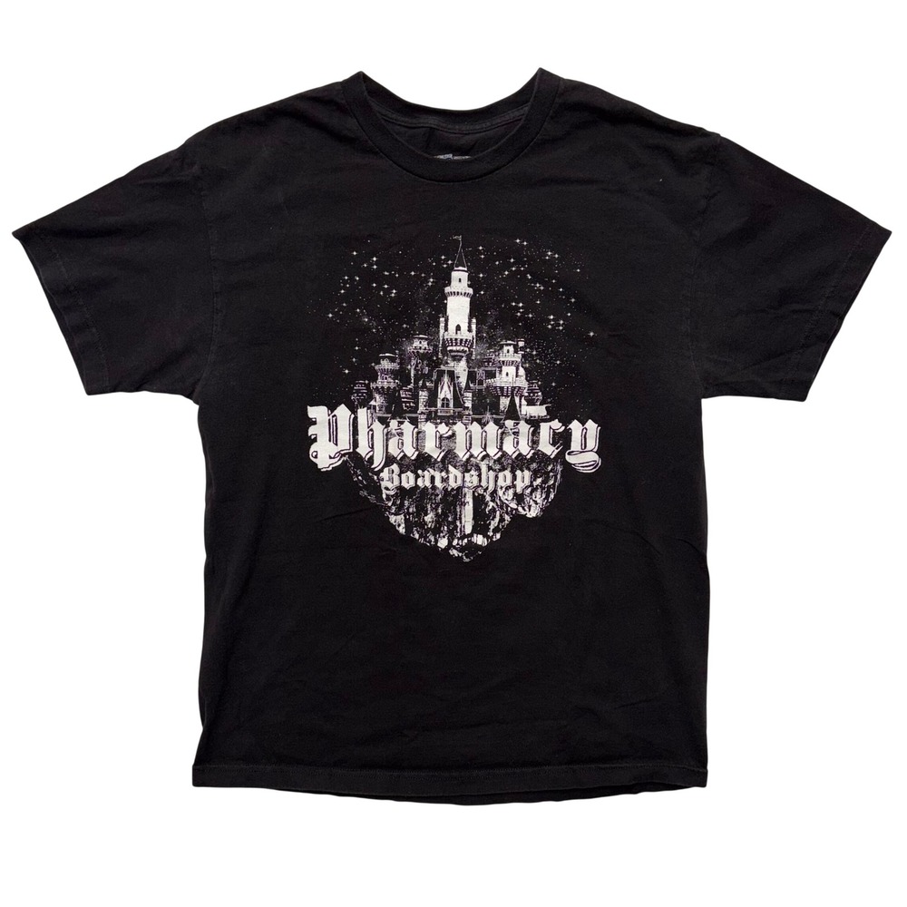 Pharmacy Boardshop Mens Black Castle Graphic T-Shirt Large Skateboarding Tee